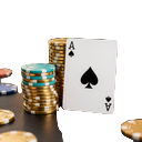 Stapel goldener Poker-Jetons mit Pik-Ass als Tischspiel-Symbol f&uuml;r Poker bei Cleobetra Casino