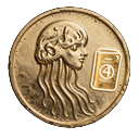 Goldene Medusa-M&uuml;nze als Jackpot-Symbol f&uuml;r Bounty of the Beanstalk bei Cleobetra Casino