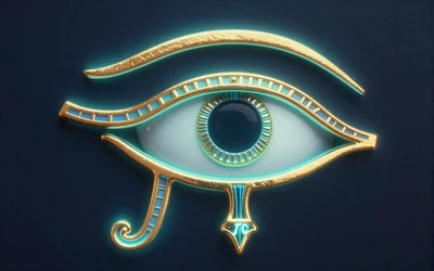 T&uuml;rkis leuchtendes Oke des Horus als Symbol f&uuml;r die zweite Bonusstufe bei Cleobetra Casino