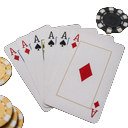 Ausgef&auml;cherte Blackjack-Karten mit goldenen Jetons als Tischspiel-Symbol f&uuml;r Blackjack bei Cleobetra Casino